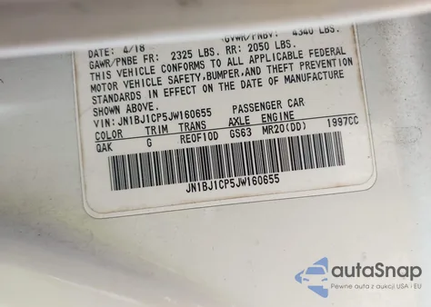 2018 Nissan Rogue Sport S z USA, uszkodzony, nr VIN JN1BJ1CP5JW160655